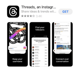 screenshot of threads in the app store for download